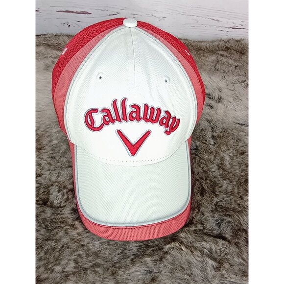 Callaway Red & White Golf Hat Adjustable Mesh Back Stylish‎ Design - Picture 1 of 6